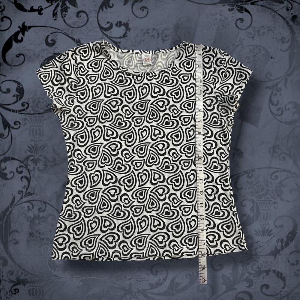 layered line black heart print black & white skinny baby tee - Picture 8 of 8
